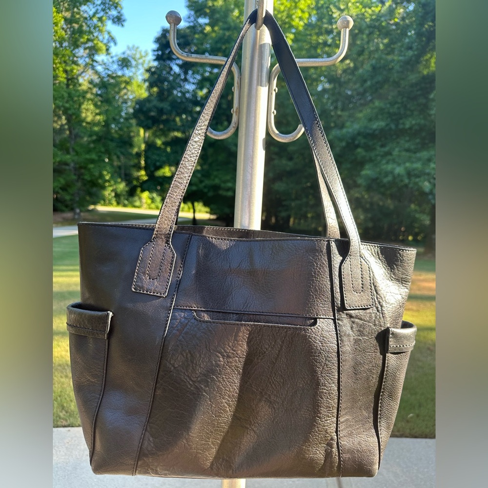 Diba True Black Leather Tote Bag